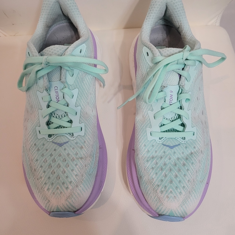 Hoka One One Mint and Lavender Athletic Shoes